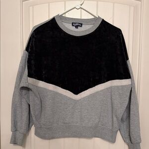 Freshman Black and Gray Colorblock Crewneck Sweater